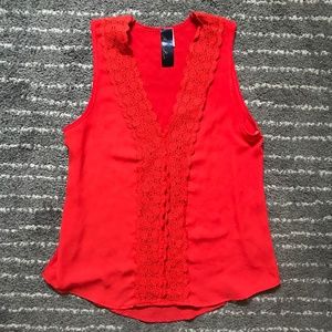 Red/orange lacey crochet sleeveless top